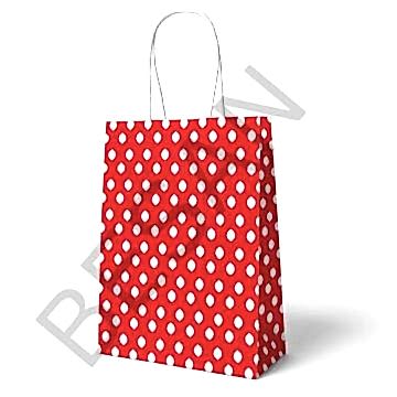 KAĞIT POŞET ÇANTA  PUANTİYELİ 18*8*24 CM -   25 ADET/PAKET