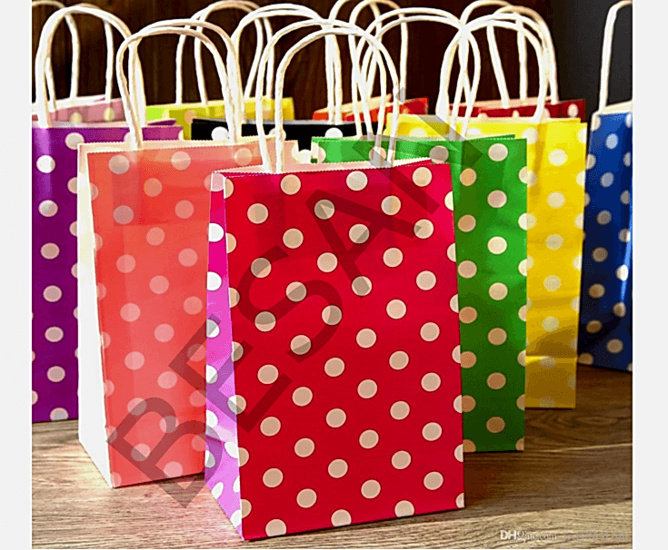 KAĞIT POŞET ÇANTA  PUANTİYELİ 18*8*24 CM -   25 ADET/PAKET
