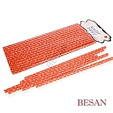 KAĞIT PİPET 20 CM - Ø6MM. LOVE DESEN / 24 ADET