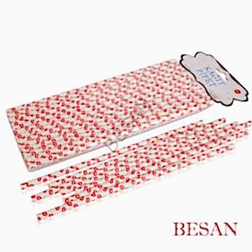 KAĞIT PİPET 20 CM - Ø6MM. DUDAK DESENLİ / 24 ADET