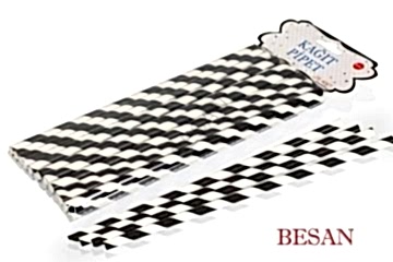 KAĞIT PİPET UZUN 26 CM - Ø6MM. SİYAH-BEYAZ SPİRAL / 25 ADET