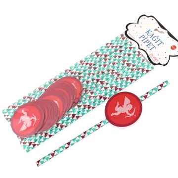 SÜSLÜ KAĞIT PİPET 20CM - OKLU KALP - 25 ADET